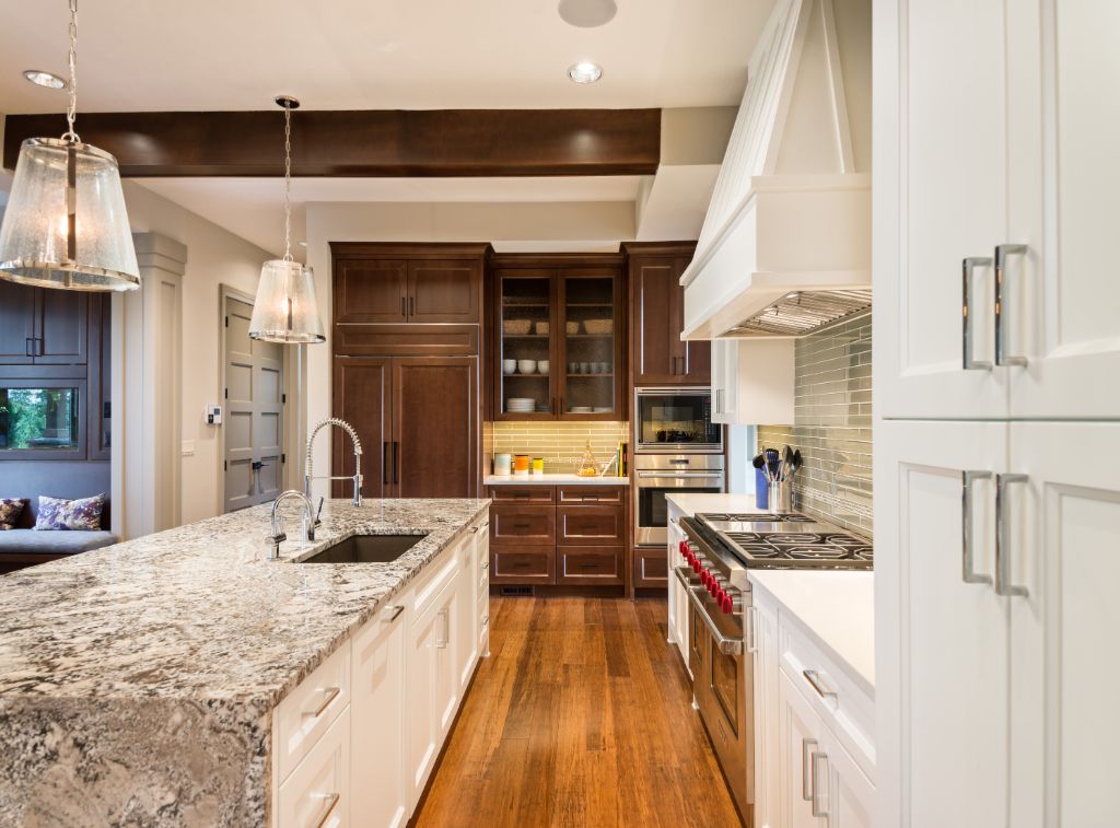 Kitchen with two different countertops